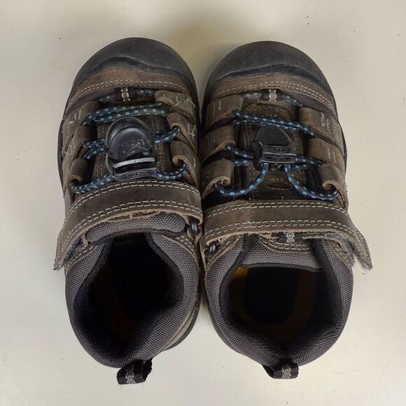 Keen Brown Black Leather Outdoor Waterproof Booties Boots Shoes Kid Size 9 - Picture 2 of 9